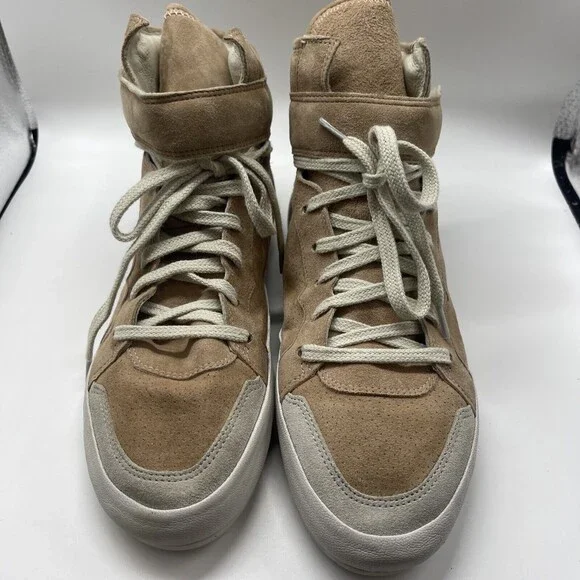 Isabel Marant Etoile Bessy Suede Leather Blush Hightop Sneakers Sz 40 - Picture 3 of 12